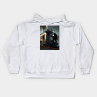 Art Deco Style Trains Kids Hoodie